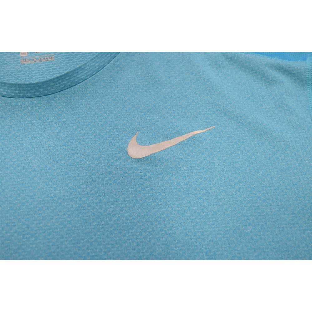Nike Running Gym Shirt Mens XXL Blue Dri-FIT Short Sleeve Mesh Reflective EUC - Picture 6 of 11